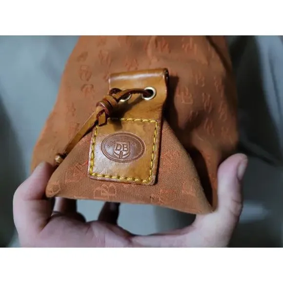 Dooney and Bourke Large Purse Orange Signature DB Canvas Leather Vintage Brown - Picture 12 of 16